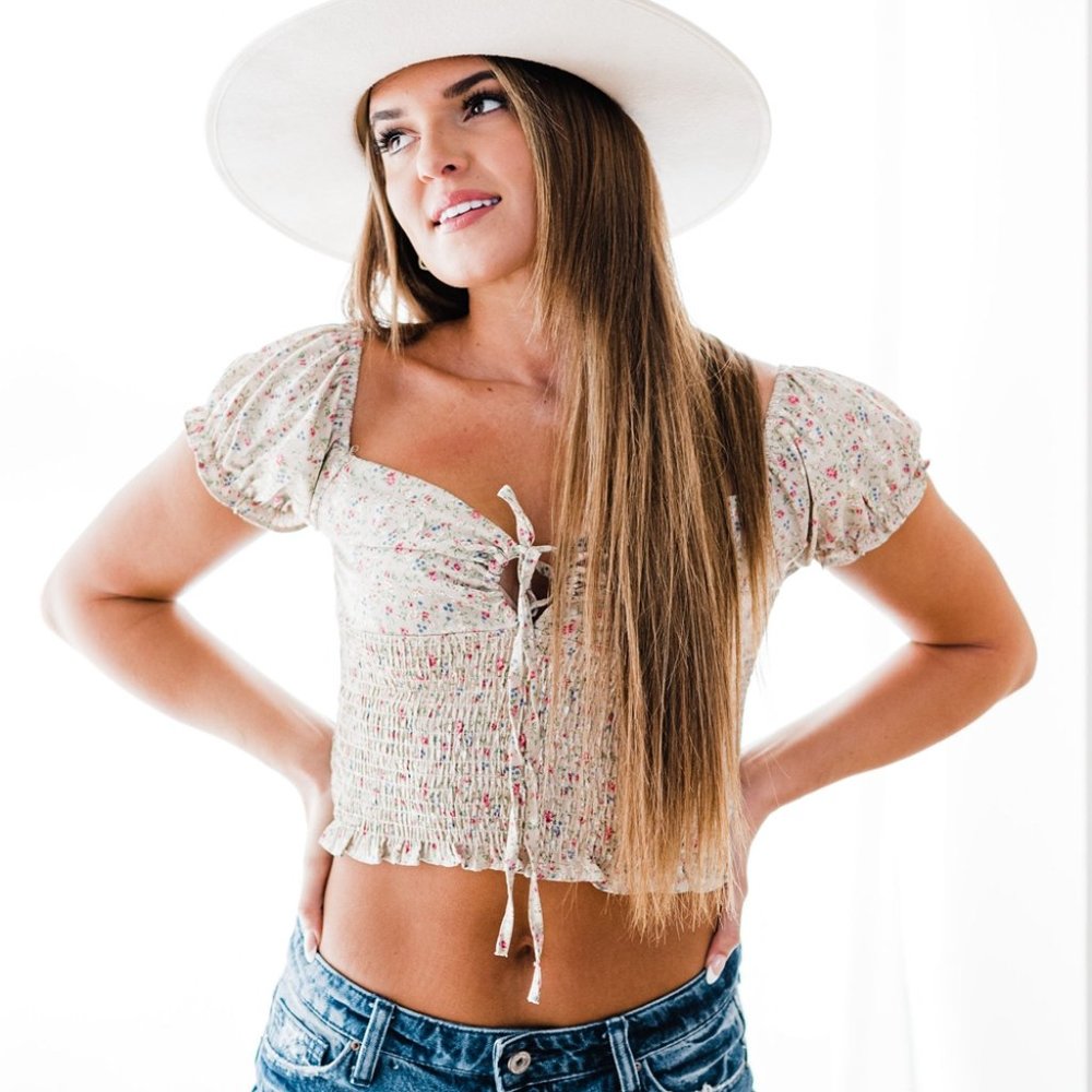Ditsy Floral Smocked Crop Top